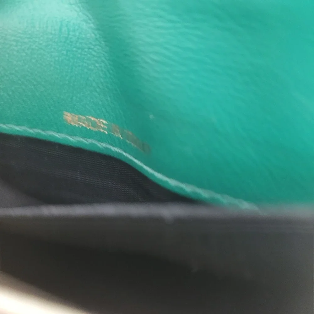 Marni Colorblock Leather Card Case Wallet‎ Green Cream Snap Accordion Italy